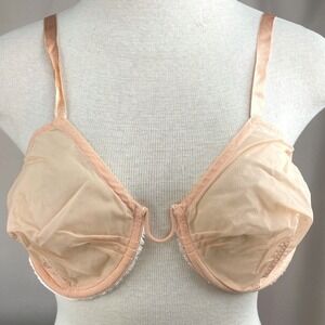 Vintage 50s ELLE Peach Monowire Bra (32) French Lingerie Rockabilly Coquette‎